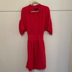 LIKE NEW BCBG Pink Silky Tie Wrap Dress Short Sleeve